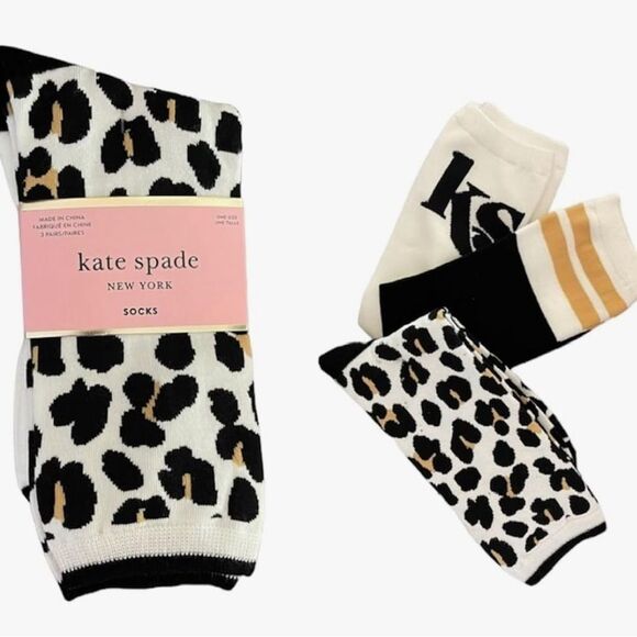 Kate Spade New York Socks Animal Print Crew Socks, One Size NWT - Picture 1 of 8